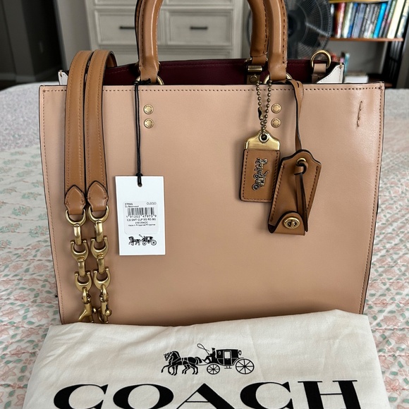 EUC Coach Rogue 31 Colorblock Beechwood Chalk Burgandy Brass HW “C”Chain RARE 👜 - Picture 2 of 16